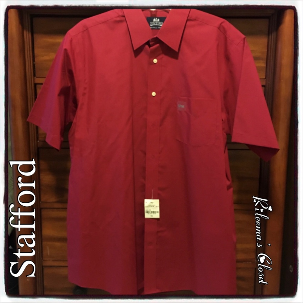NWT Stafford Wrinkle Free Super Shirt Short Sleve